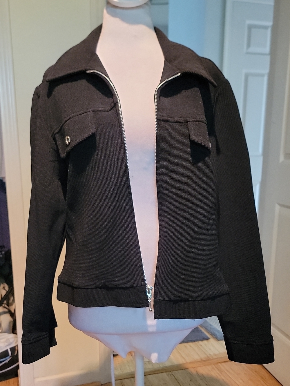 George A Ltd Black Women's Zip Front Jacket - Classic Utility Style
